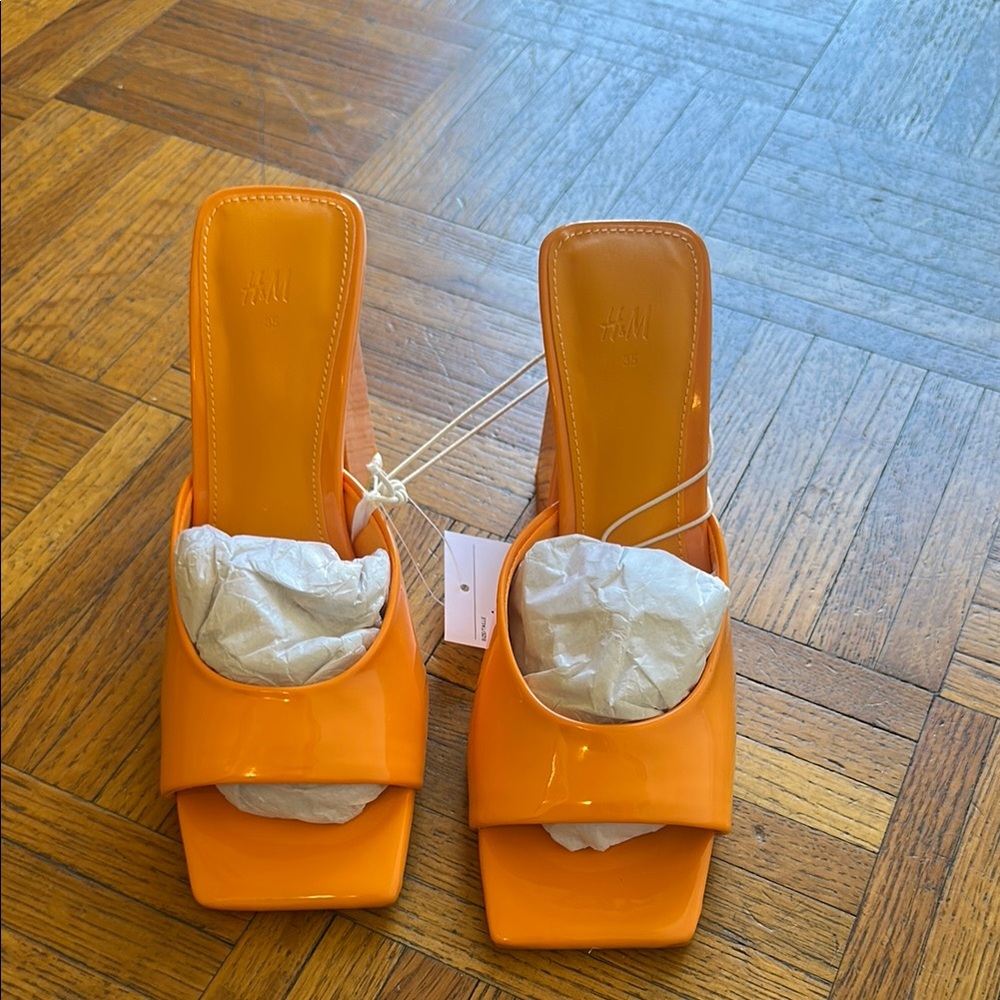 H&M Orange Mules with Chunky Heel
